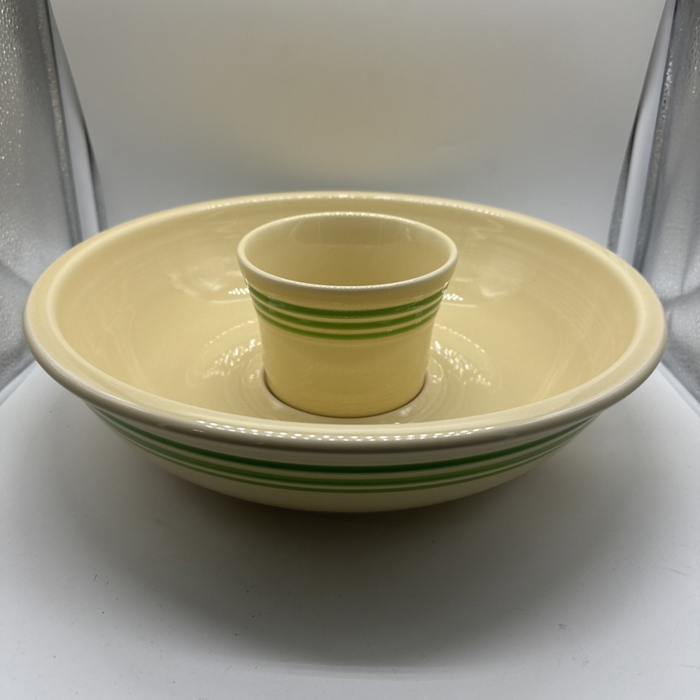 Fiesta HLCCA 2017 Conference Retro Green Stripe Chip & Dip Bowl